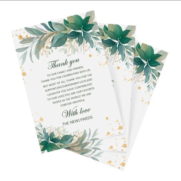 Other - 50pcs 3.94*5.91inch Flower Newlyweds Thank You Cards